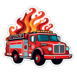 fire truck stickers SVG PNG design with clean design elements