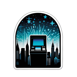 atm city skyline SVG PNG design with clean design elements