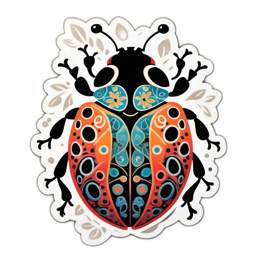 illustration bug floral SVG PNG design with clean design elements, black and orange floral elements