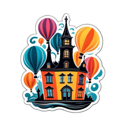 sticker house balloons SVG PNG design with clean design elements