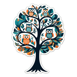 nature owls tree SVG PNG design with clean design elements