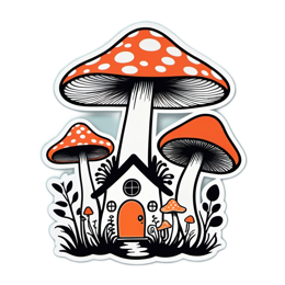 mushrooms house SVG PNG design with clean design elements