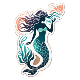 mermaid shell sticker SVG PNG design with clean design elements