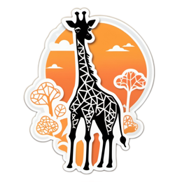 giraffe sunset SVG PNG design with clean design elements