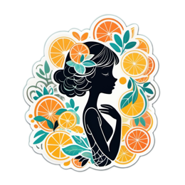 fruit silhouette floral SVG PNG design with orange floral elements