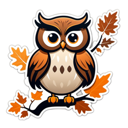 fantasy owl leaves SVG PNG design with clean design elements