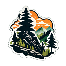 forest mountains sunset SVG PNG design with clean design elements