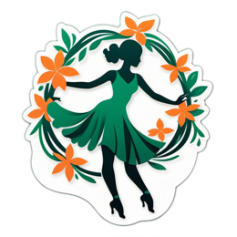 flower dance SVG PNG design with orange and green floral elements
