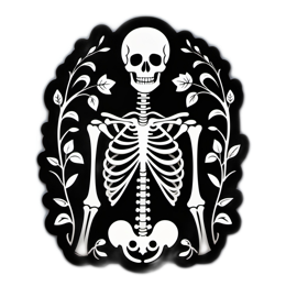 skeleton foliage SVG PNG design with clean design elements, black and white floral elements