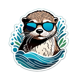 otter sunglasses wave SVG PNG design with clean design elements