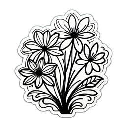 flowers black white SVG PNG design with clean design elements, black and white floral elements