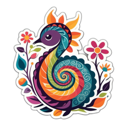 colorful peacock floral SVG PNG design with floral elements