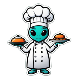 alien chef plating SVG PNG design with clean design elements