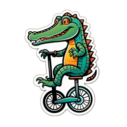 sticker cycling crocodile SVG PNG design with clean design elements