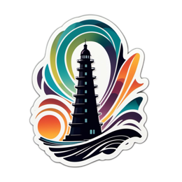 lighthouse wave colors SVG PNG design
