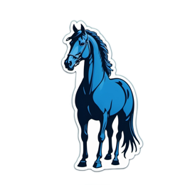 horse blue sticker SVG PNG design with clean design elements