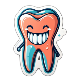 sticker happy tooth SVG PNG design with clean design elements