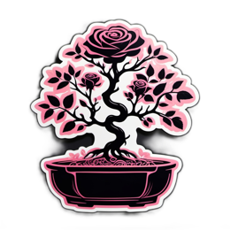 bonsai roses floral SVG PNG design with black and pink floral elements