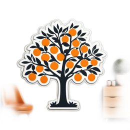 tree oranges SVG PNG design with clean design elements, black and orange floral elements