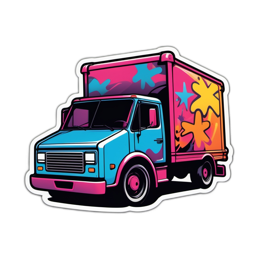 sticker colorful truck SVG PNG design with clean design elements