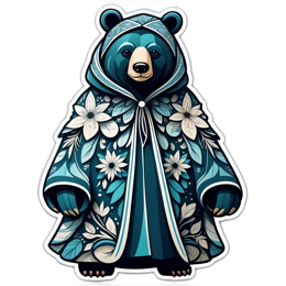 fantasy bear floral SVG PNG design with blue floral elements