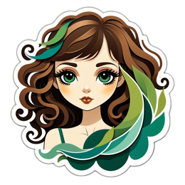 fantasy girl with leaves SVG PNG design with green floral elements