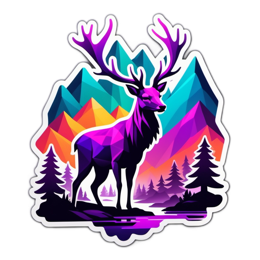 artistic deer mountains SVG PNG design with clean design elements