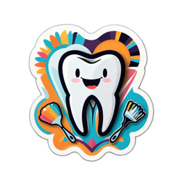 sticker tooth happy SVG PNG design