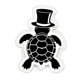 sticker turtle hat SVG PNG design with clean design elements