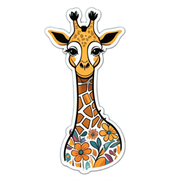 giraffe artistic floral SVG PNG design with clean design elements, orange floral elements