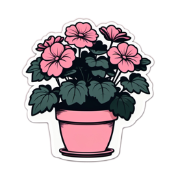flower pot pink SVG PNG design with clean design elements, pink and green floral elements
