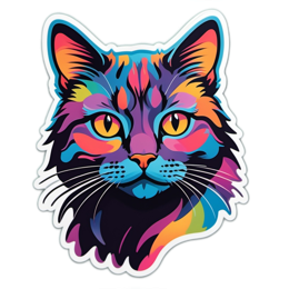 poster colorful cat SVG PNG design with clean design elements