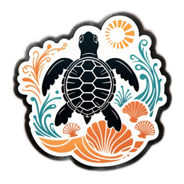 turtle waves shells SVG PNG design with clean design elements