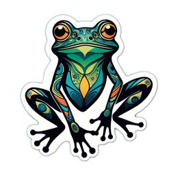 sticker colorful frog SVG PNG design with clean design elements