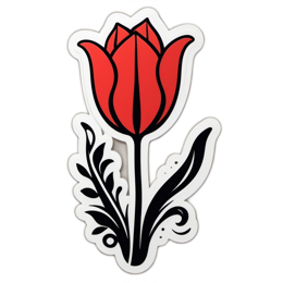 red tulip flower SVG PNG design with clean design elements, black and red floral elements