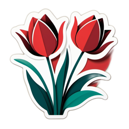 tulips red green floral SVG PNG design with clean design elements, red and green floral elements