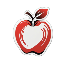 red apple sticker SVG PNG design with clean design elements