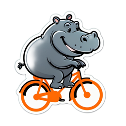 cute hippo biking SVG PNG design with clean design elements