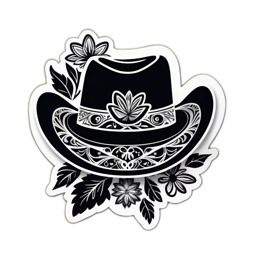 sticker hat flower SVG PNG design with black and white floral elements