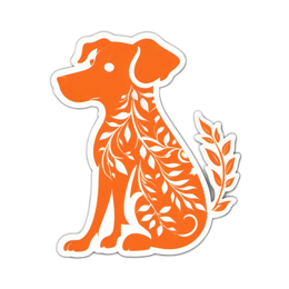 decoration dog floral SVG PNG design with clean design elements, white and orange floral elements