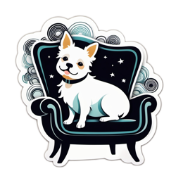 sticker dog chair SVG PNG design with clean design elements