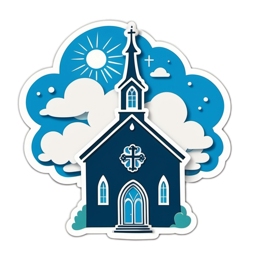 church clouds sun SVG PNG design with clean design elements