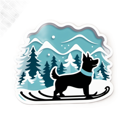 winter skiing dog SVG PNG design with clean design elements