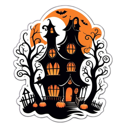 halloween house pumpkins SVG PNG design with clean design elements