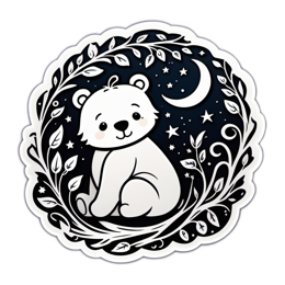 wildlife panda SVG PNG design with clean design elements, black and white floral elements