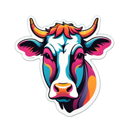 artistic colorful cow SVG PNG design with clean design elements