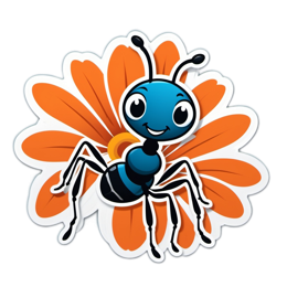 illustration ant flower SVG PNG design with orange and blue floral elements