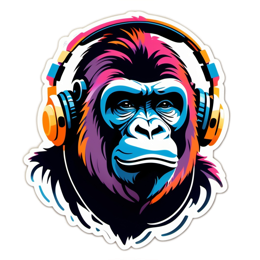 artistic gorilla headphones SVG PNG design with clean design elements