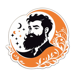 beard moon SVG PNG design with clean design elements