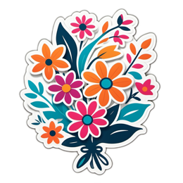 flower bouquet colorful SVG PNG design with orange and pink floral elements